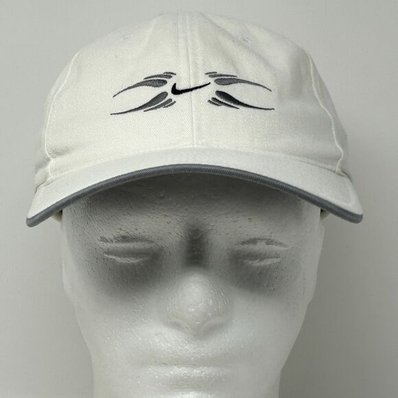 Vintage Nike Swoosh Logo Hat Cap White Y2Ks 2000s Strapback 6 Panel - Picture 2 of 11